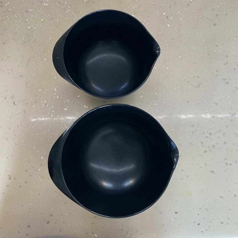 Vintage Rosti Denmark Mixing Bowls Lot of 2 Melamine 2L & 3L Black Nesting Spout